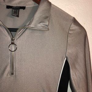 Forever 21 reflective cropped zip-up